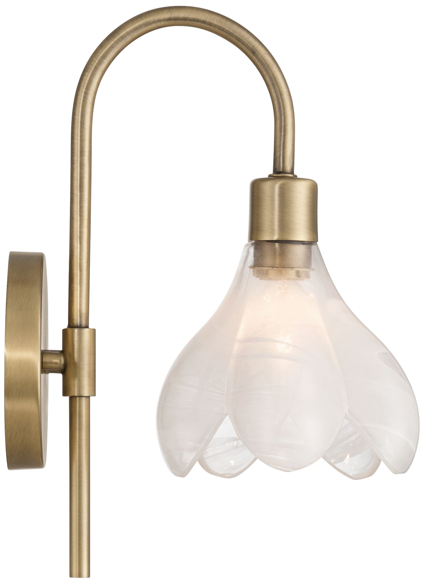 Possini Euro Magnolia 12 1/2" High Aged Brass Cloud Glass Wall Sconce