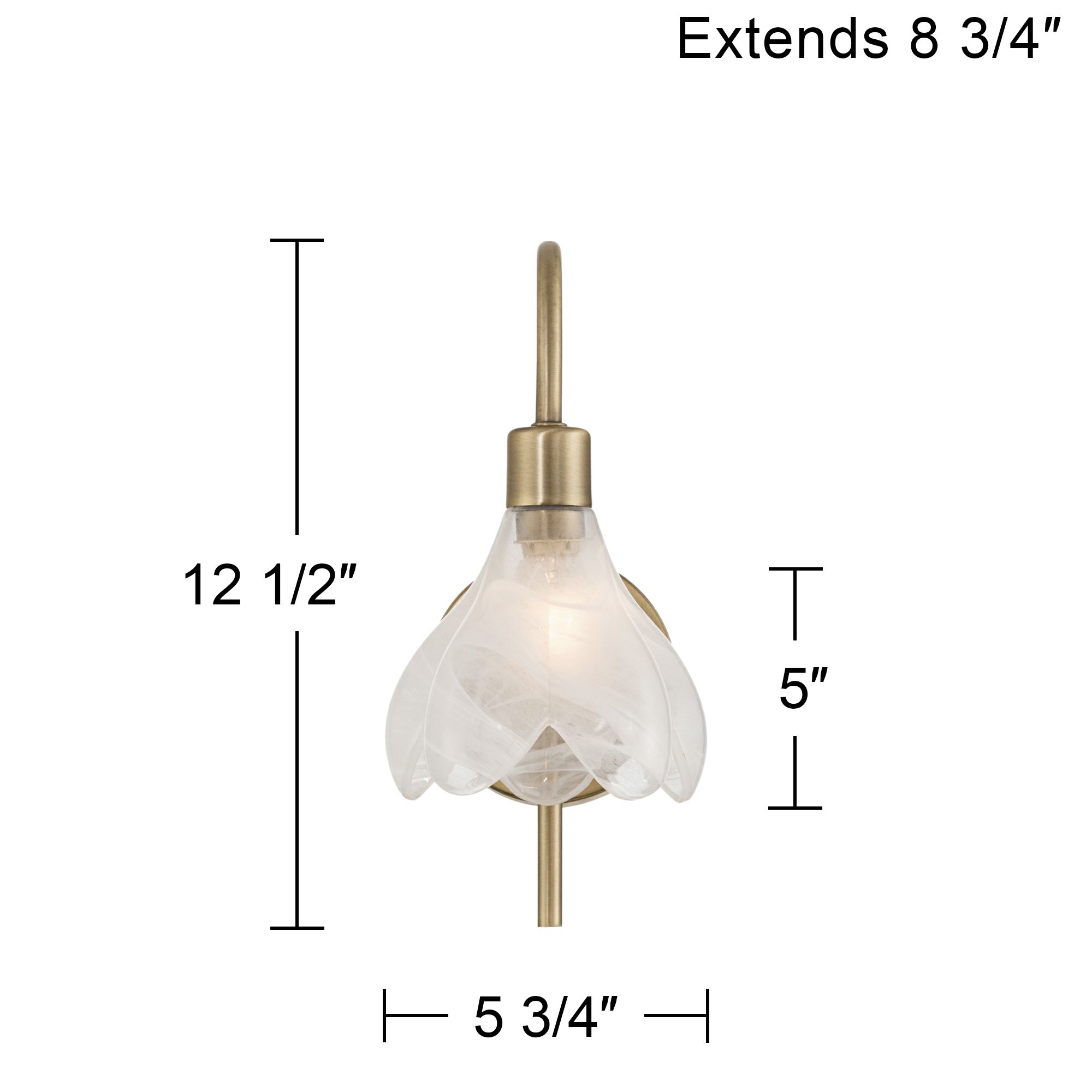 Possini Euro Magnolia 12 1/2" High Aged Brass Cloud Glass Wall Sconce