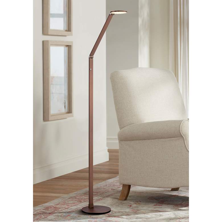 Image 1 Possini Euro Magnum Adjustable Height French Bronze Task LED Floor Lamp
