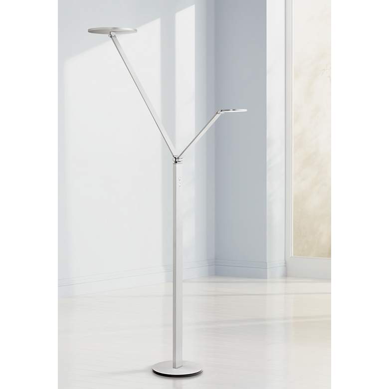 Image 1 Possini Euro Magnum Aluminum LED Torchiere Floor Lamp