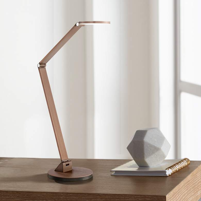 Image 1 Possini Euro Magnum French Bronze Finish Adjustable LED Desk Lamp