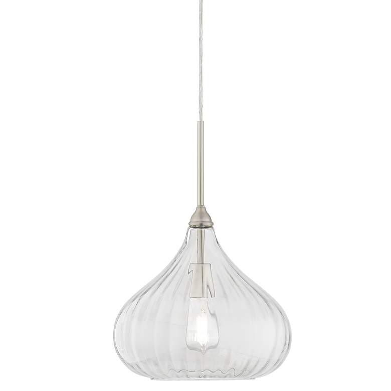 Image 2 Possini Euro Major 12 1/2" Nickel and Clear Glass LED Pendant Light