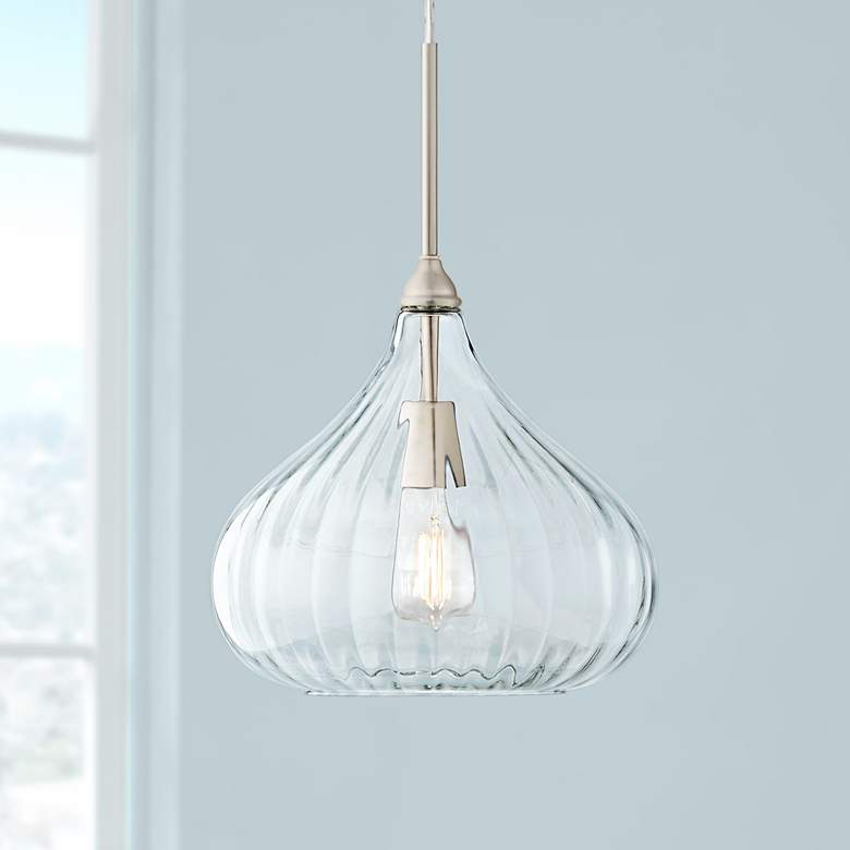Image 1 Possini Euro Major 12 1/2" Nickel and Clear Glass LED Pendant Light