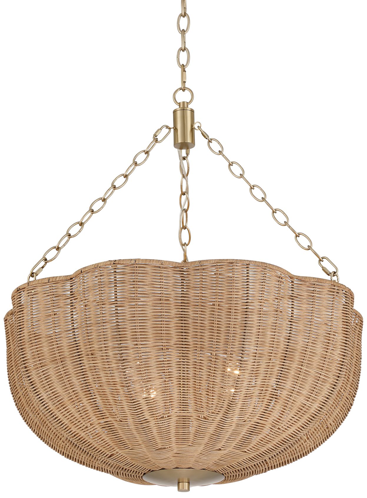 Image 3 Possini Euro Malacca 23 3/4" Wide Brass Rattan 4-Light Pendant Light