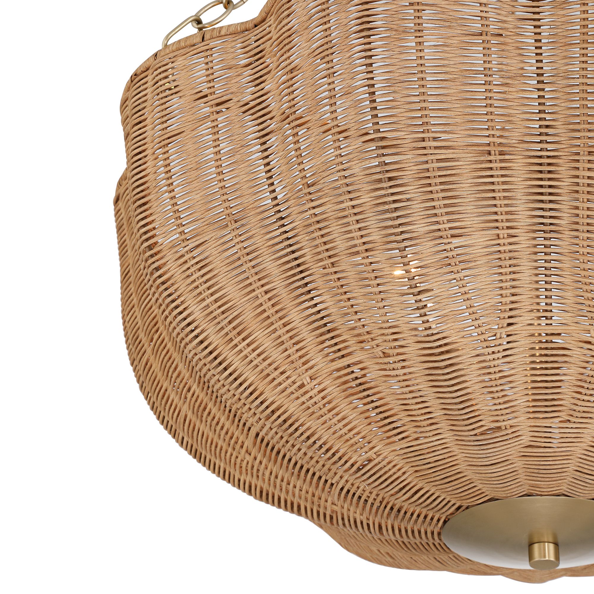Image 4 Possini Euro Malacca 23 3/4" Wide Brass Rattan 4-Light Pendant Light more views