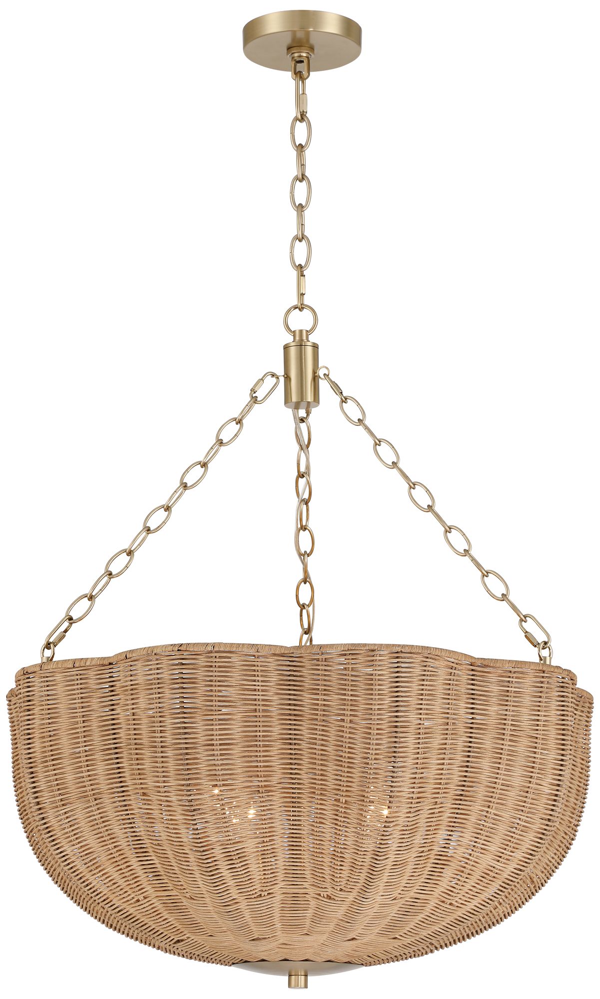 Possini Euro Malacca 23 3/4" Wide Brass Rattan 4-Light Pendant Light in scene