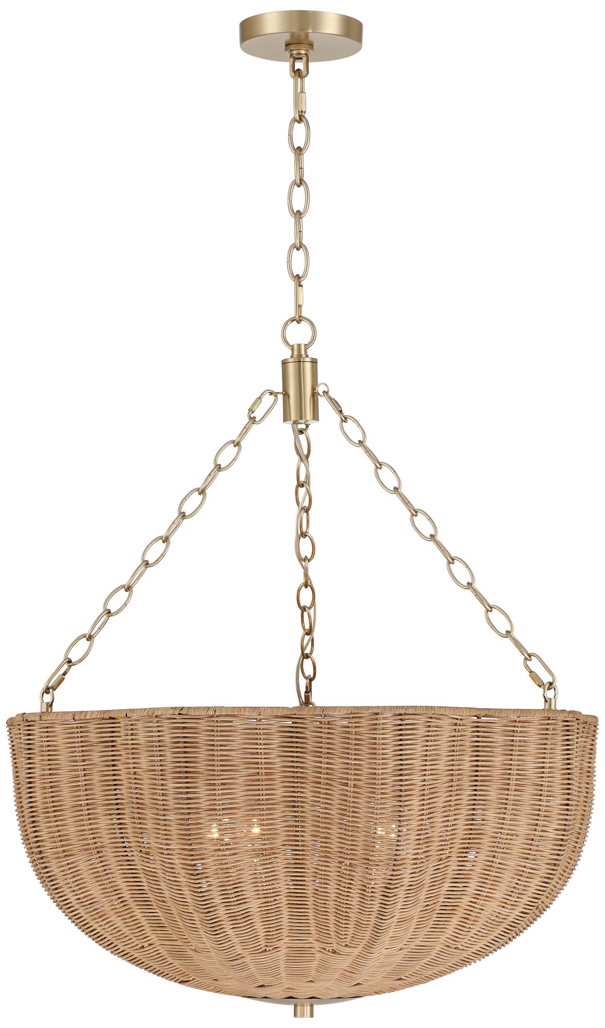 Possini Euro Malacca 23 3/4" Wide Brass Rattan 4-Light Pendant Light in scene