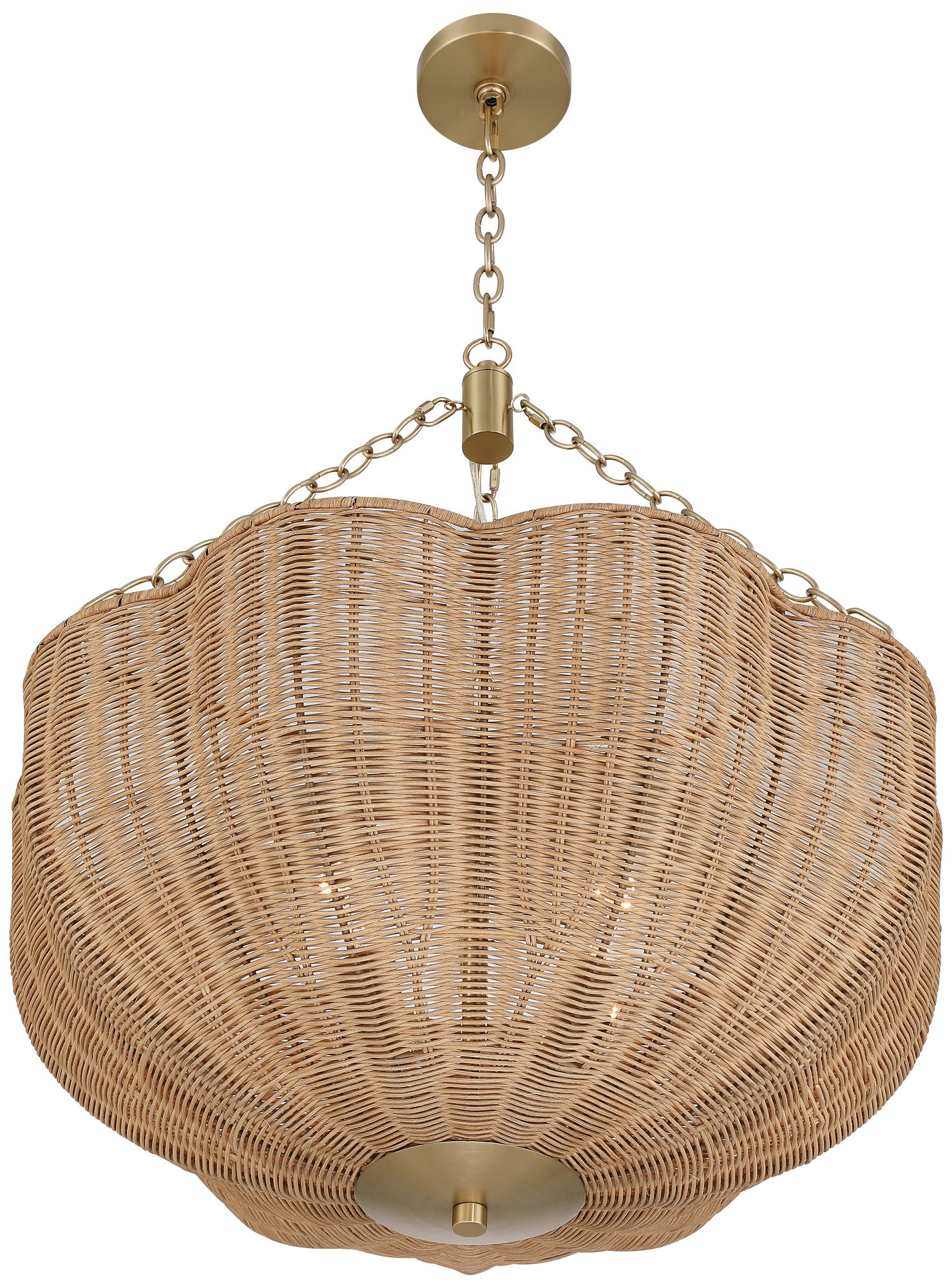 Possini Euro Malacca 23 3/4" Wide Brass Rattan 4-Light Pendant Light in scene