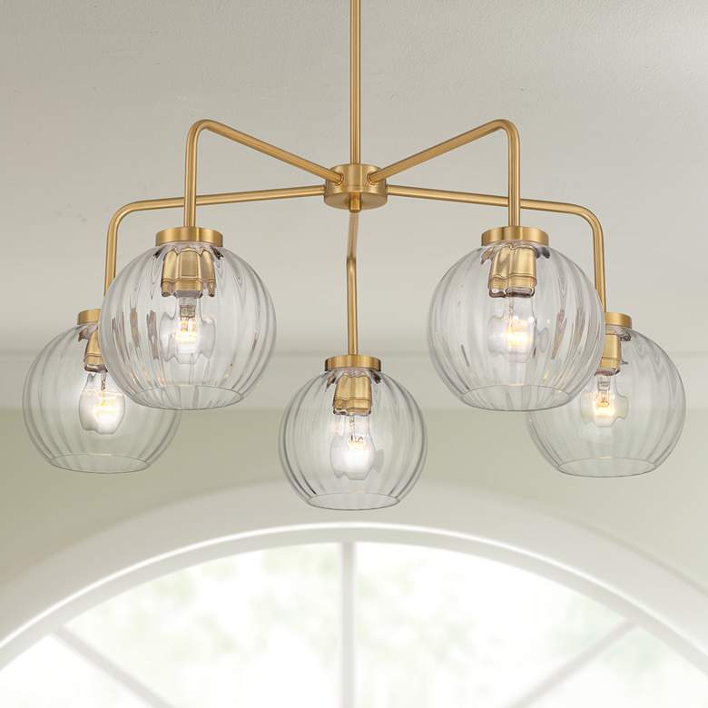 Image 1 Possini Euro Mandy 30" Wide Plated Gold 5-Light Chandelier