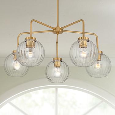 Possini Euro Mandy 30" Wide Plated Gold 5-Light Chandelier