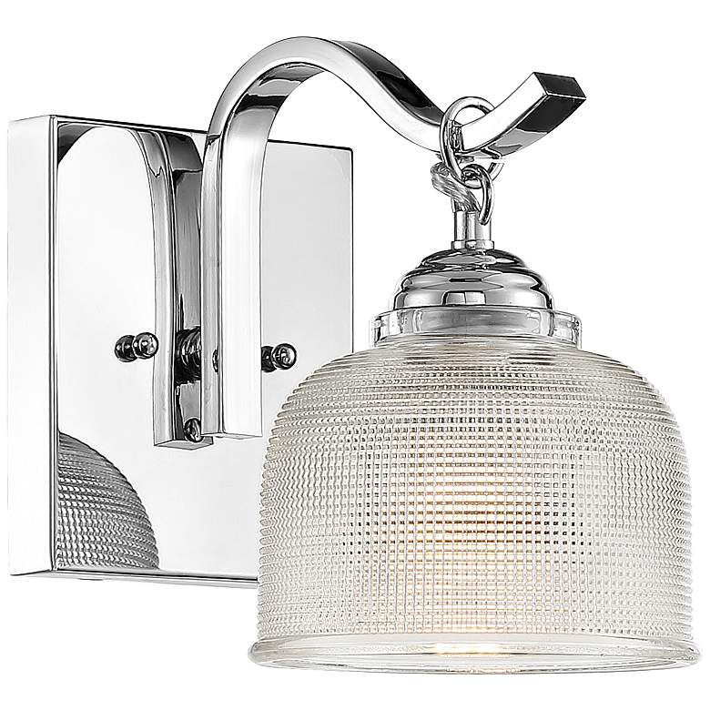 Image 1 Possini Euro Mani 8 inchH Chrome and Textured Glass Wall Sconce