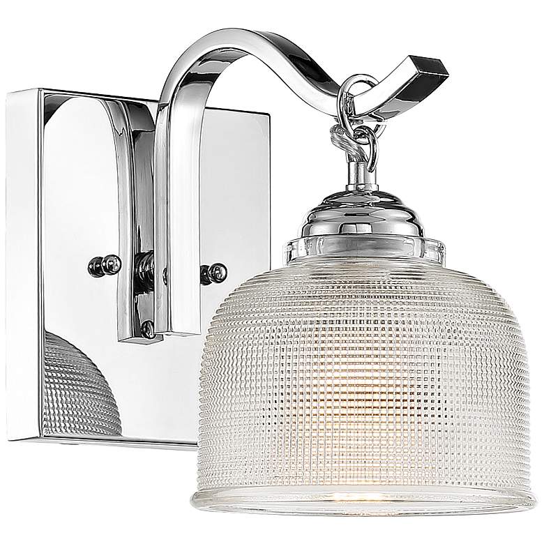 Image 1 Possini Euro Mani 8"H Chrome and Textured Glass Wall Sconce