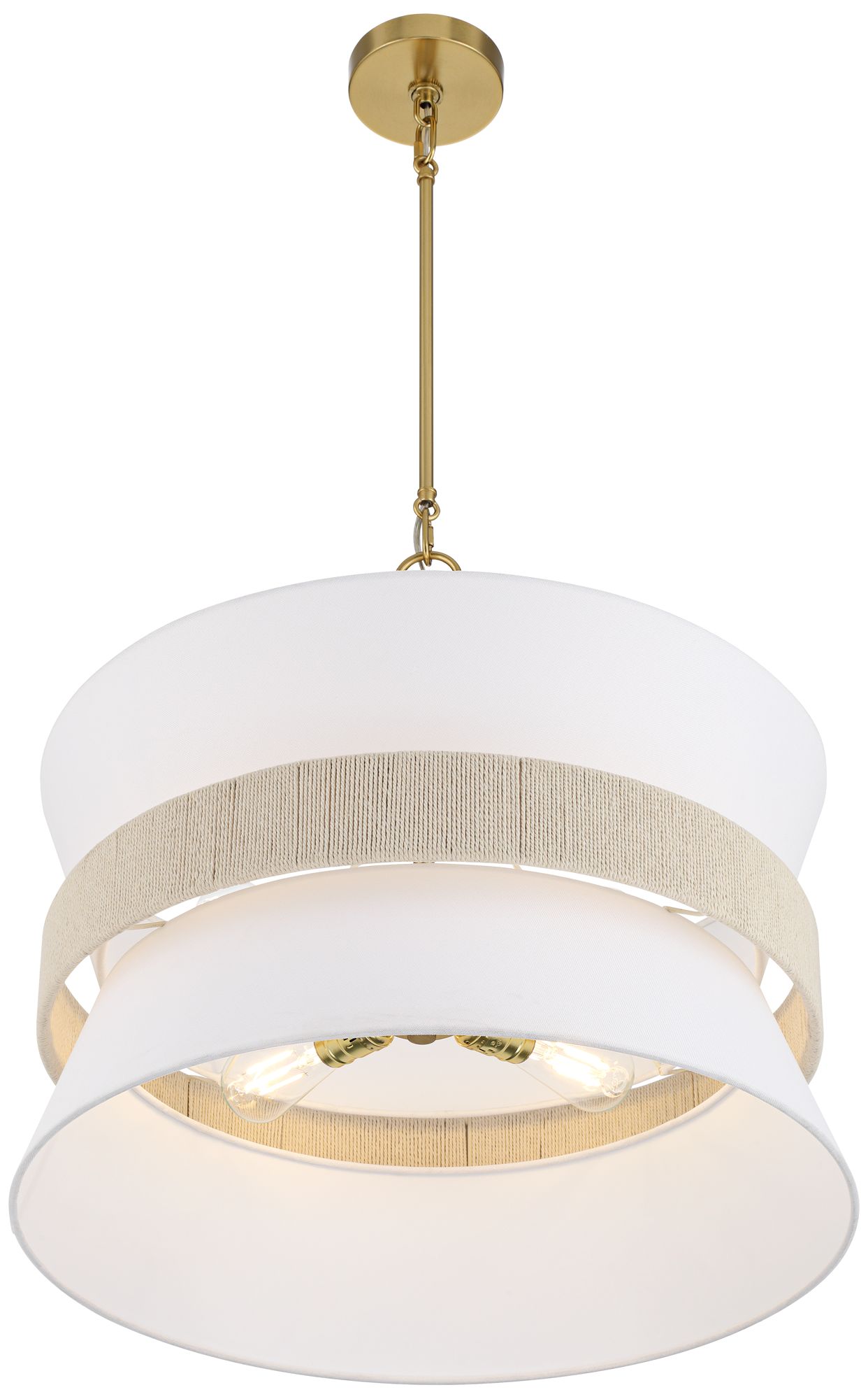 Watch A Video About the Possini Euro Manila Abaca Rope Brass 4 Light Pendant Light