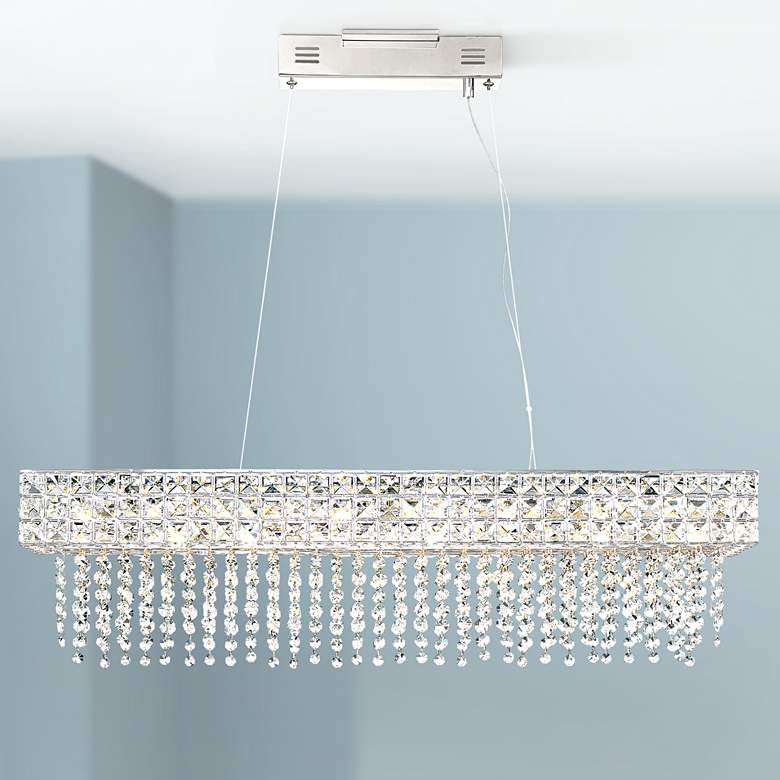 Image 1 Possini Euro Marais 36 inch Wide Crystal LED Kitchen Island Light Pendant