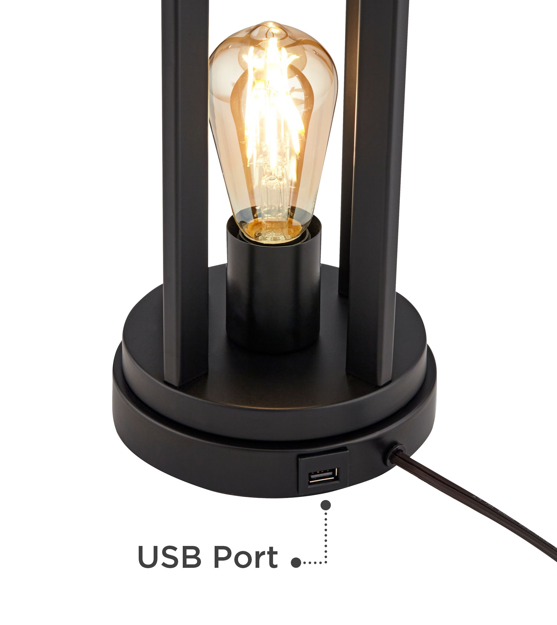 Image 4 Possini Euro Marcel 24 1/4" Black and Burlap LED USB Lamps Set of 2 more views