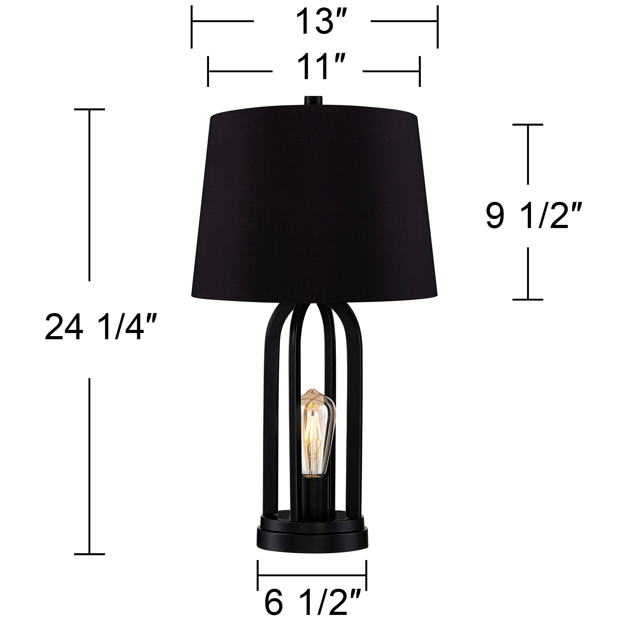 Possini Euro Marcel 24 1/4" Black LED USB Night Light Lamps Set of 2