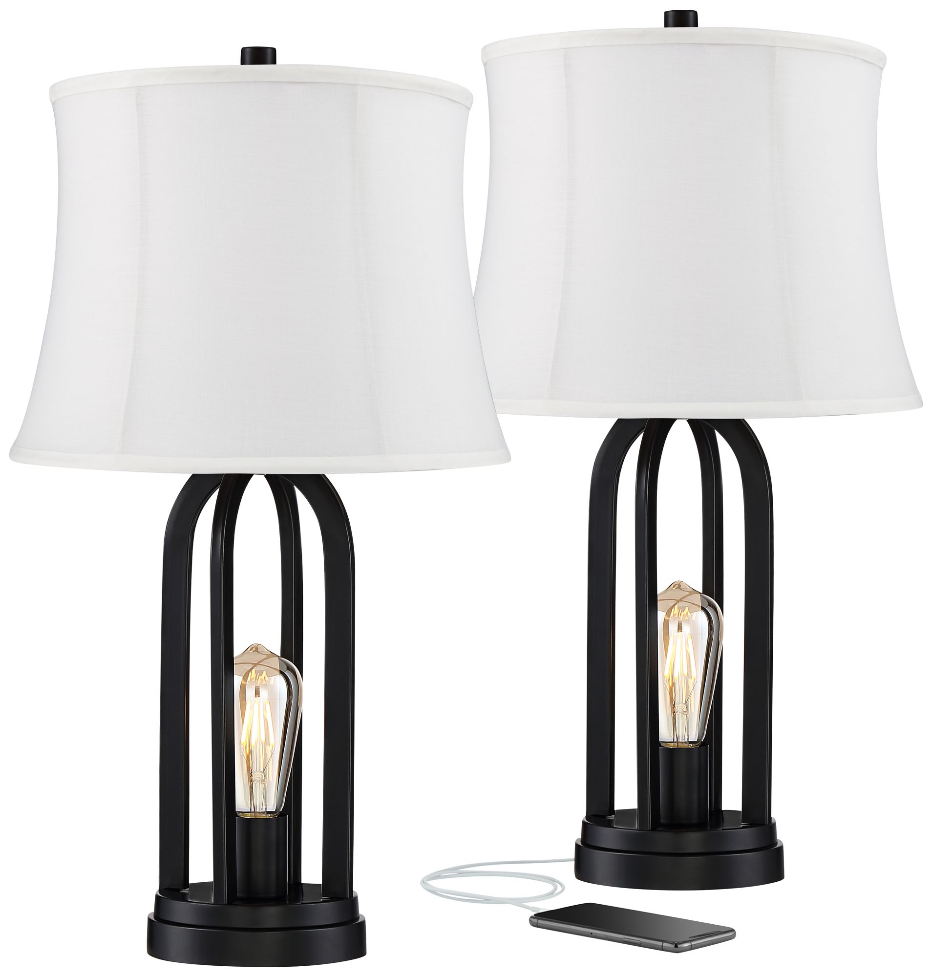 Possini Euro Marcel 24 1/4" LED USB Night Light Table Lamps Set of 2