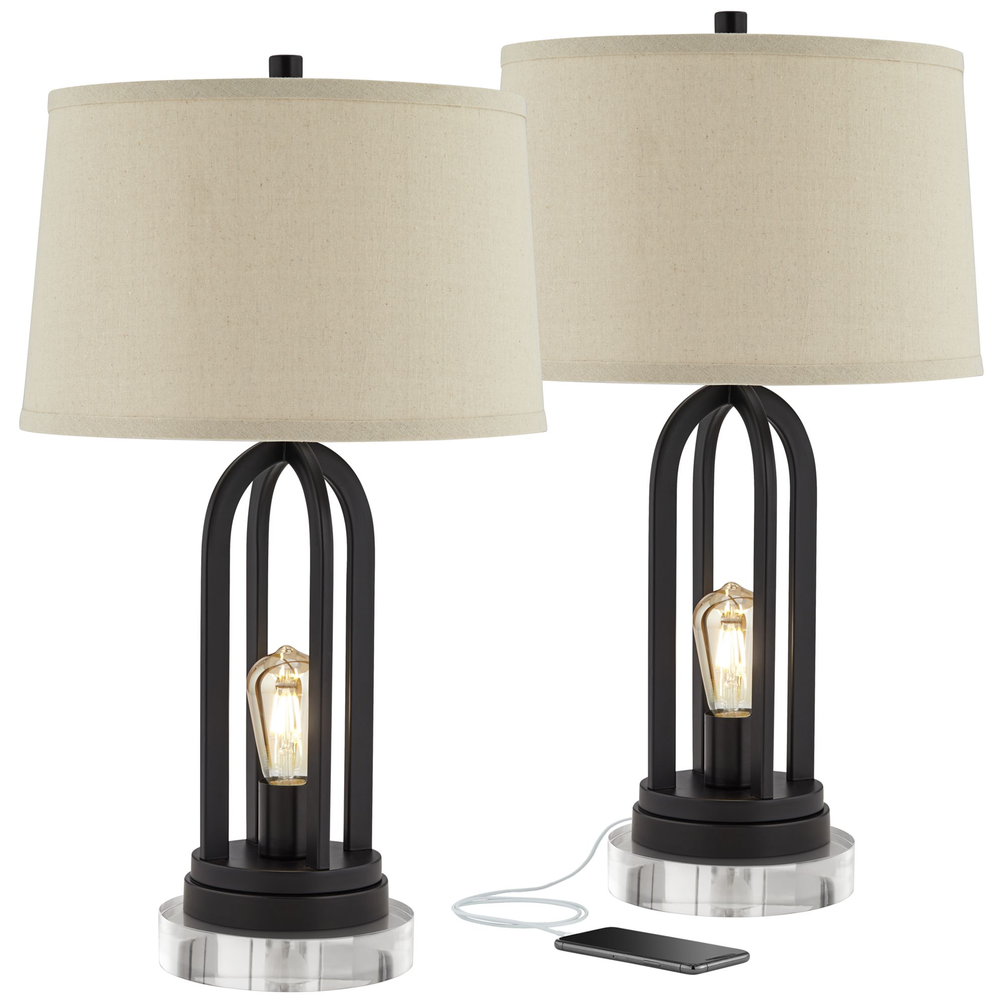 Possini Euro Marcel 24 1/4" USB Night Light Lamps with Acrylic Risers