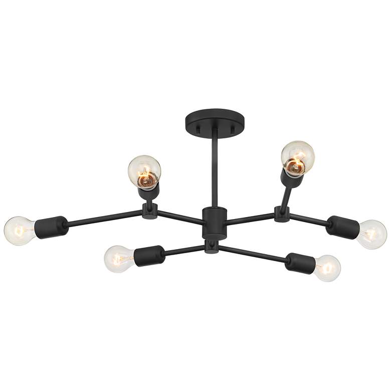 Image 7 Possini Euro Marco 25 inch Black 6-Light Branching Sputnik Ceiling Light more views