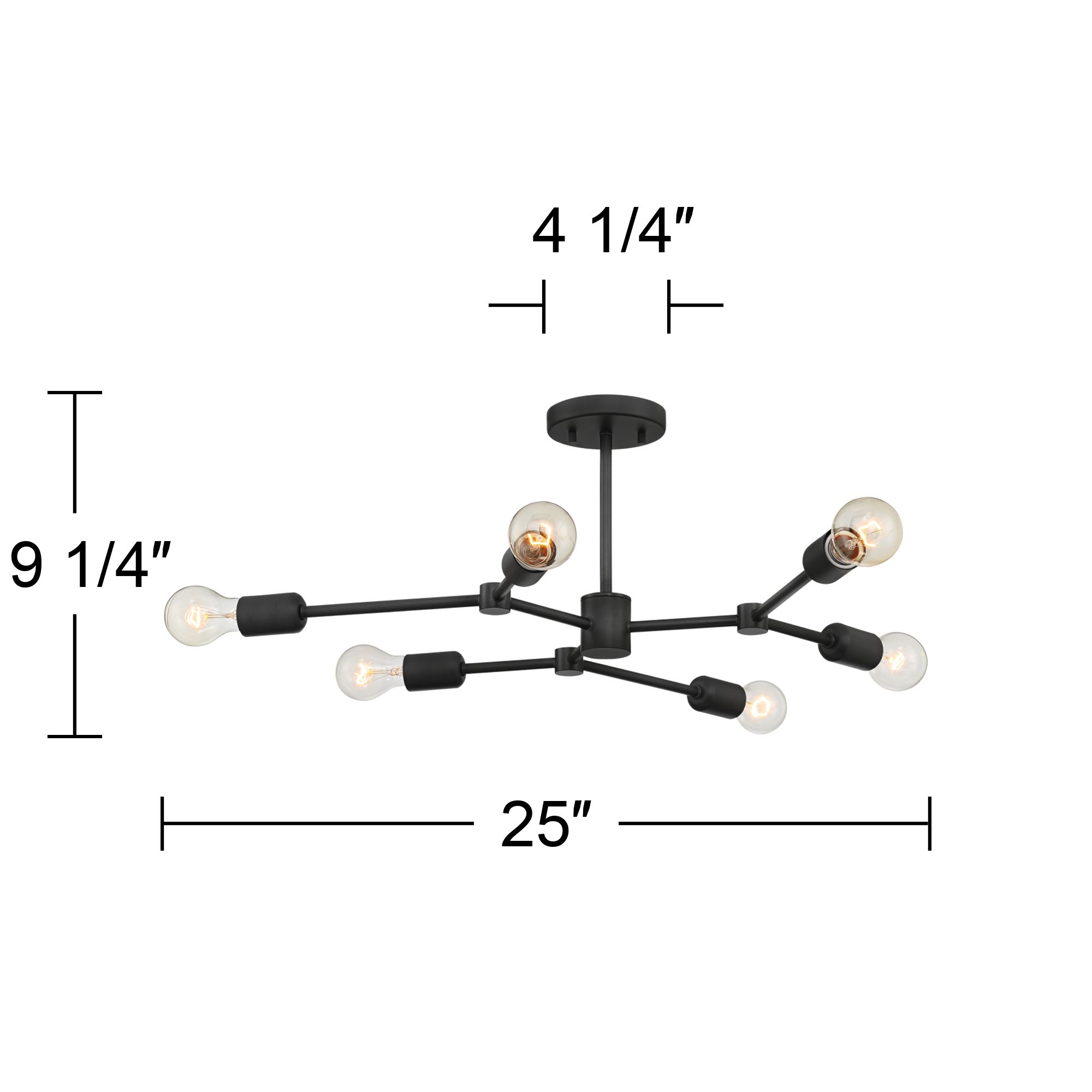 Possini Euro Marco 25" Black 6-Light Branching Sputnik Ceiling Light