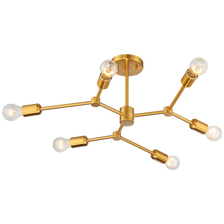 Image 6 Possini Euro Marco 25 inch Wide Brass 6-Light Modern Sputnik Ceiling Light more views