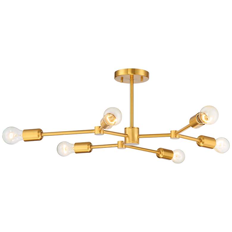 Image 7 Possini Euro Marco 25 inch Wide Brass 6-Light Modern Sputnik Ceiling Light more views