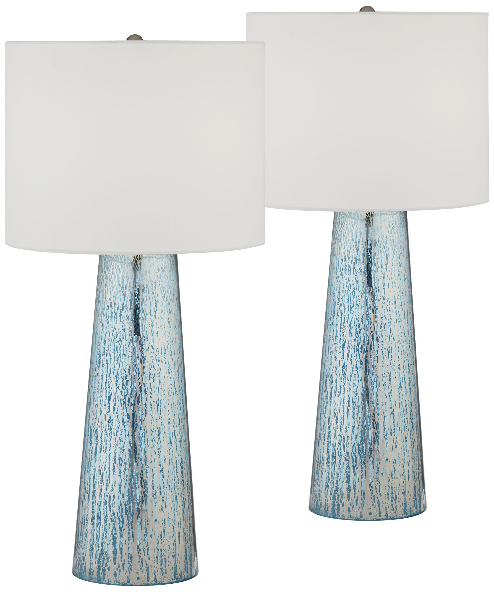 Image 2 Possini Euro Marcus 30" Tapered Column Mercury Glass Lamps Set of 2