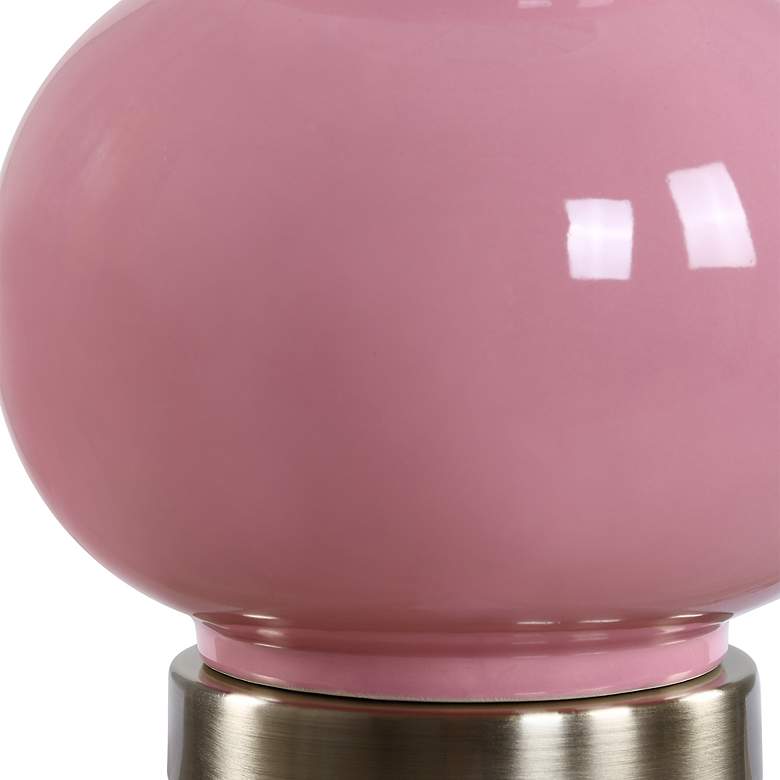 Image 4 Possini Euro Maren 26" High Bubblegum Pink Gourd Ceramic Table Lamp more views