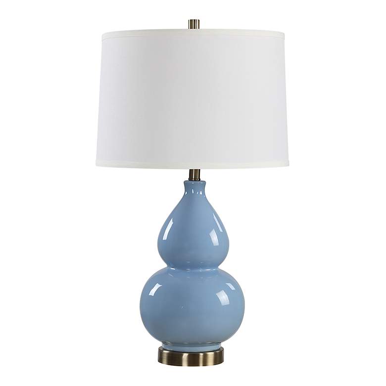 Image 2 Possini Euro Maren 26" High Powder Blue Gourd Ceramic Table Lamp