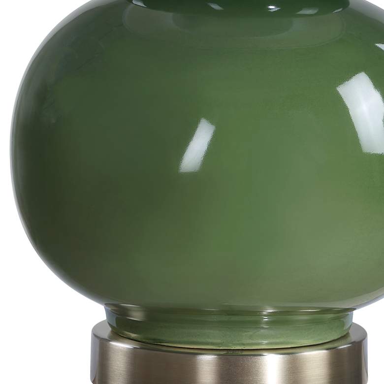 Image 4 Possini Euro Maren 26" Wide Dark Green Gourd Ceramic Table Lamp more views