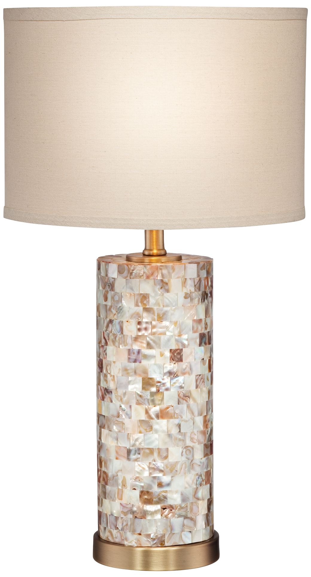 Image 2 Possini Euro Margaret 23" Mother of Pearl Tile Cylinder Table Lamp