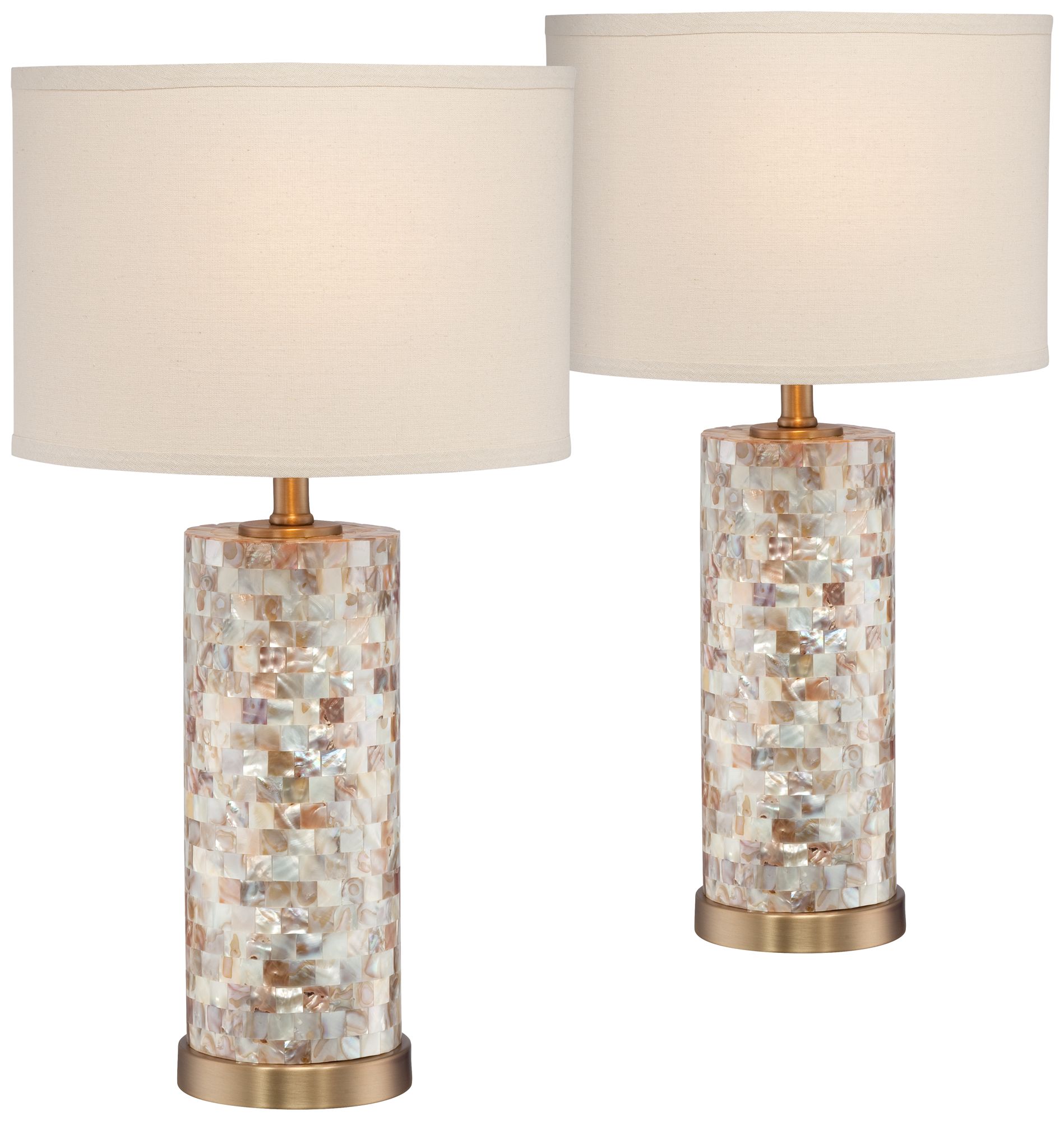 Image 2 Possini Euro Margaret 23" Mother of Pearl Tile Table Lamps Set of 2