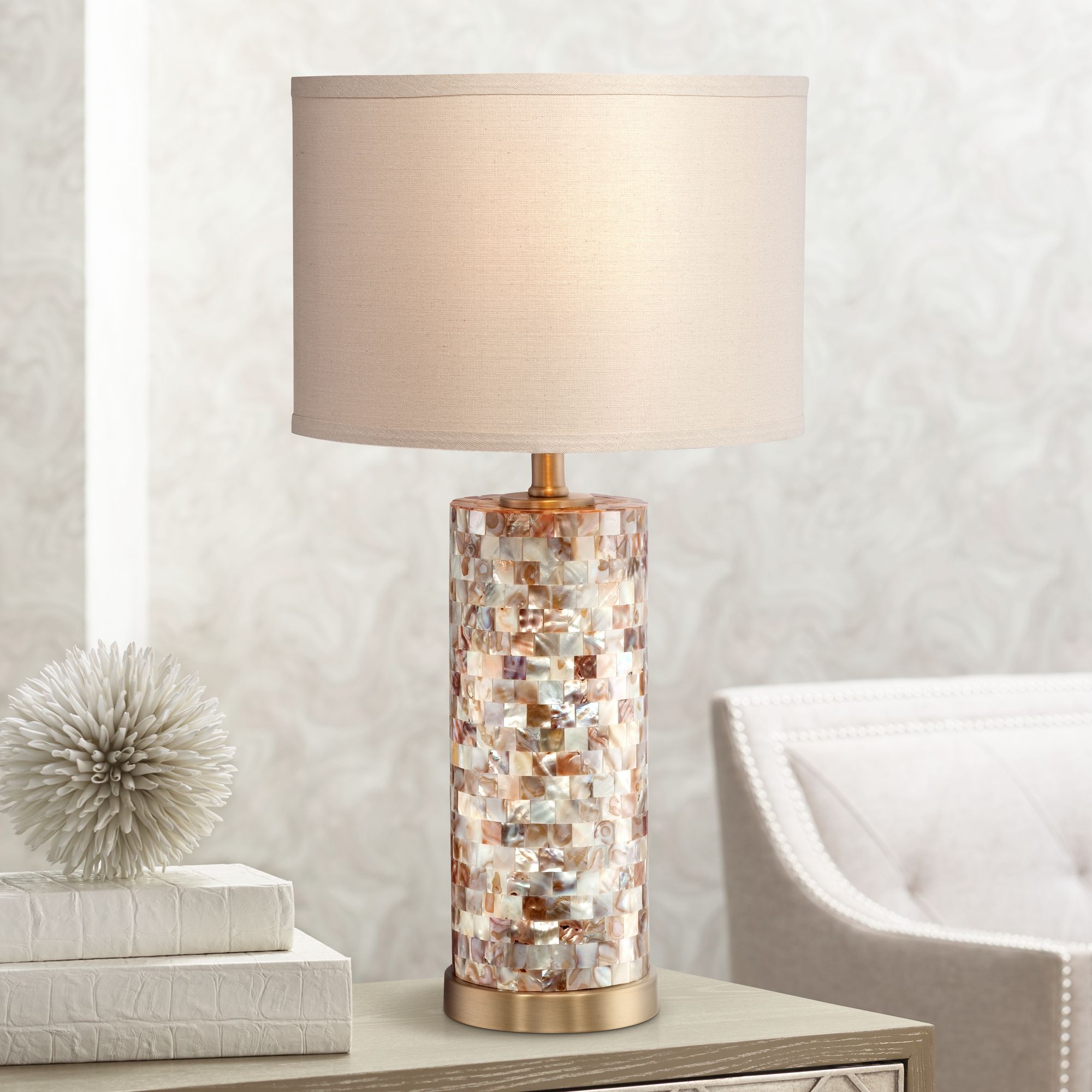 Image 7 Possini Euro Margaret 23" Mother of Pearl Tile Table Lamps Set of 2 more views