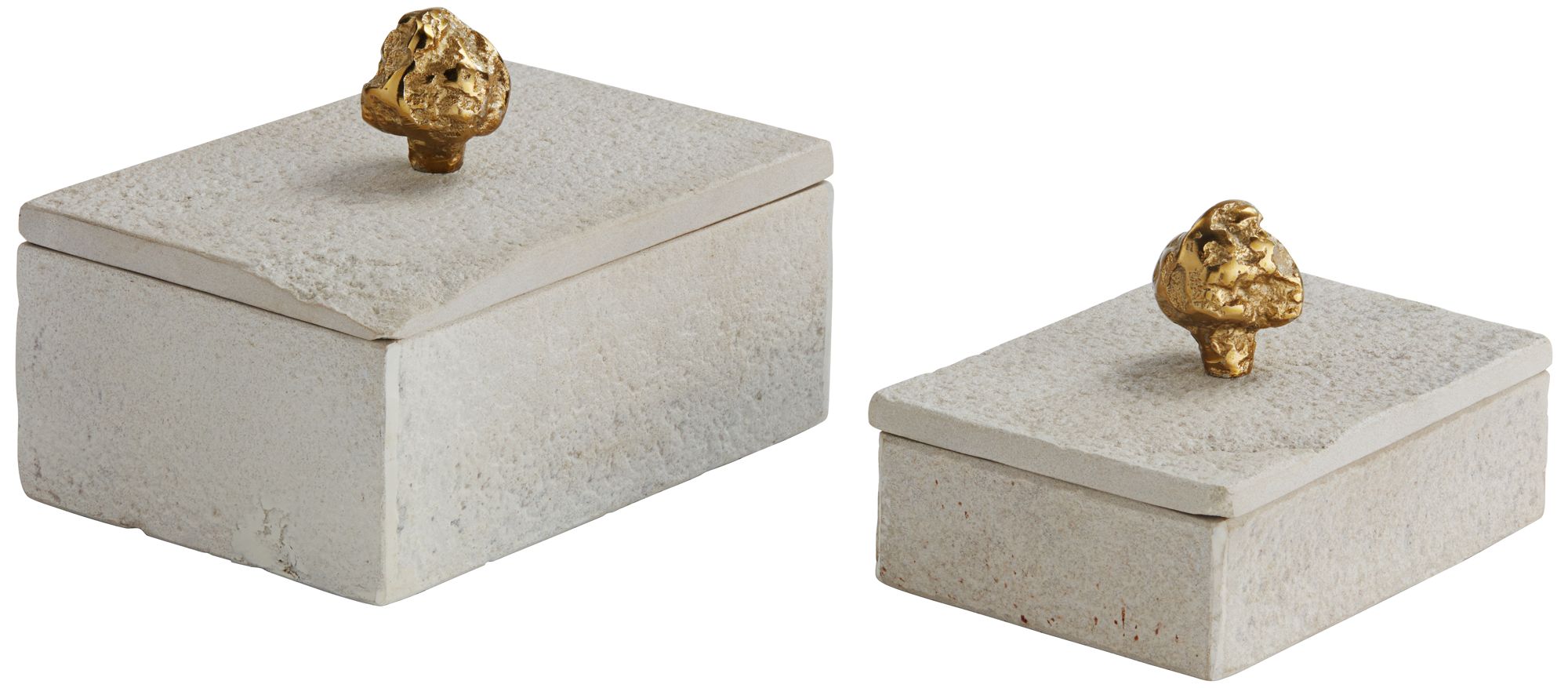 Image 4 Possini Euro Maribol Gold and Sandstone Decorative Boxes with Lid Set of 2 more views