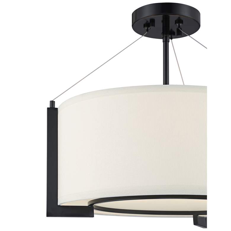 Image 4 Possini Euro Mariner 17 1/4 inch Wide Linen Drum Shade Black Ceiling Light more views