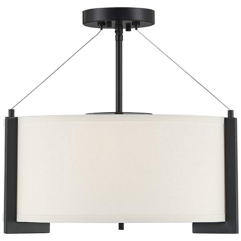 Image 5 Possini Euro Mariner 17 1/4 inch Wide Linen Drum Shade Black Ceiling Light more views