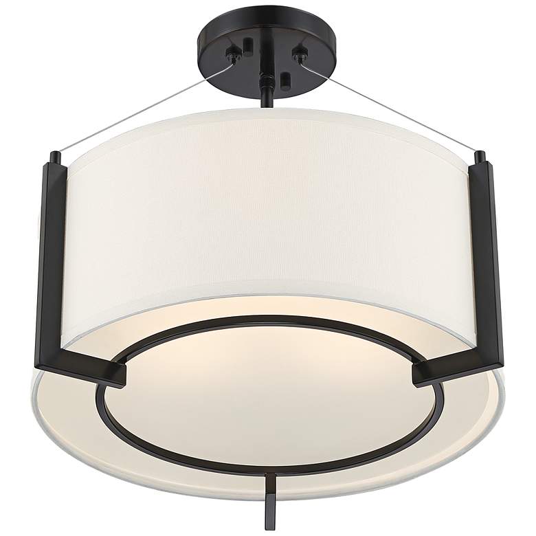Image 7 Possini Euro Mariner 17 1/4" Wide Linen Drum Shade Black Ceiling Light more views