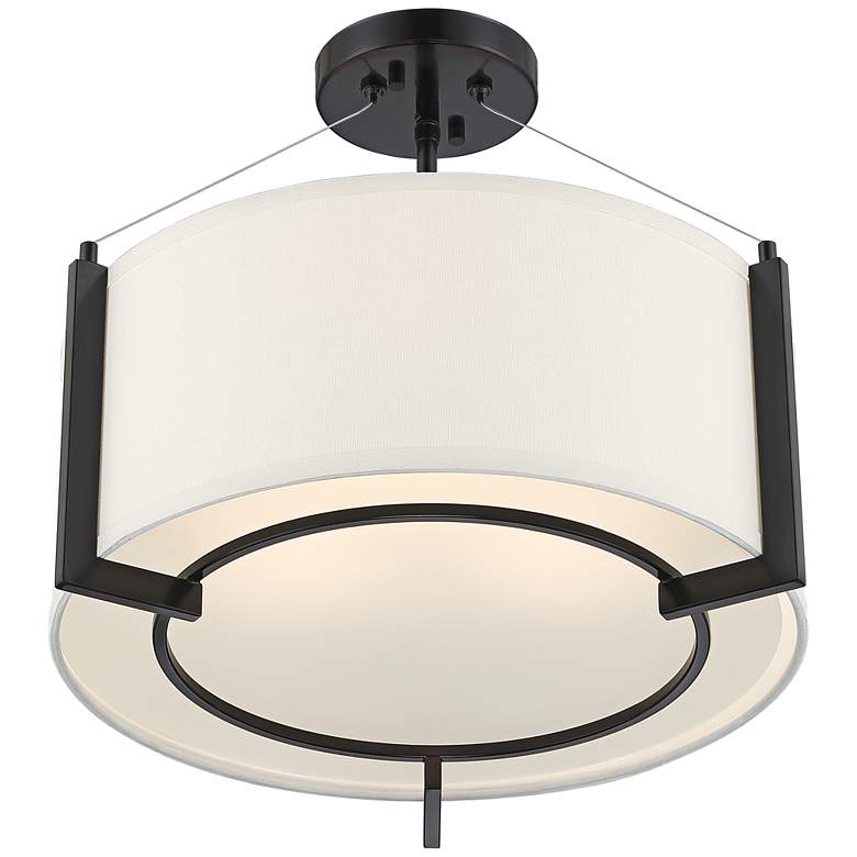 Image 7 Possini Euro Mariner 17 1/4 inch Wide Linen Drum Shade Black Ceiling Light more views