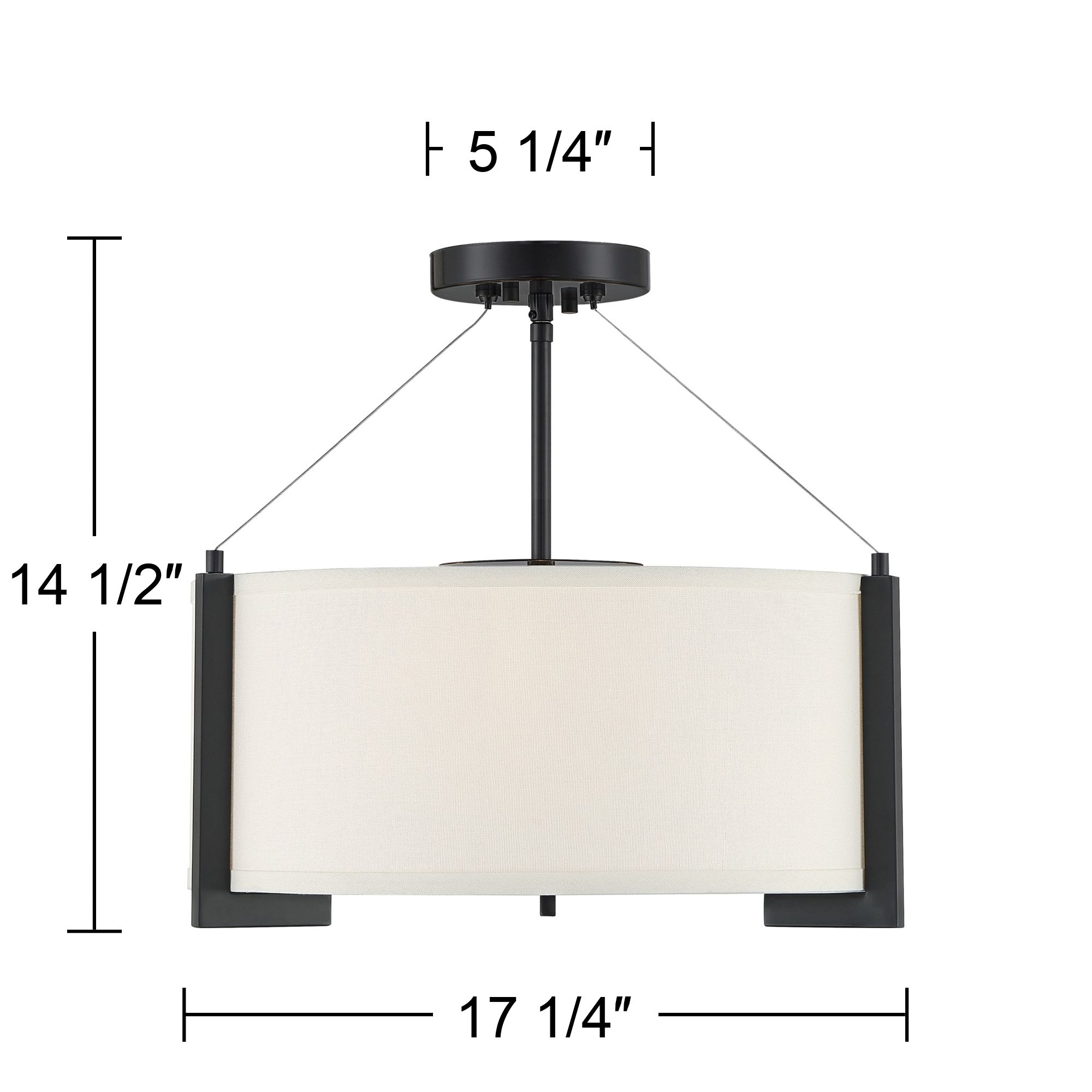 Possini Euro Mariner 17 1/4" Wide Linen Drum Shade Black Ceiling Light