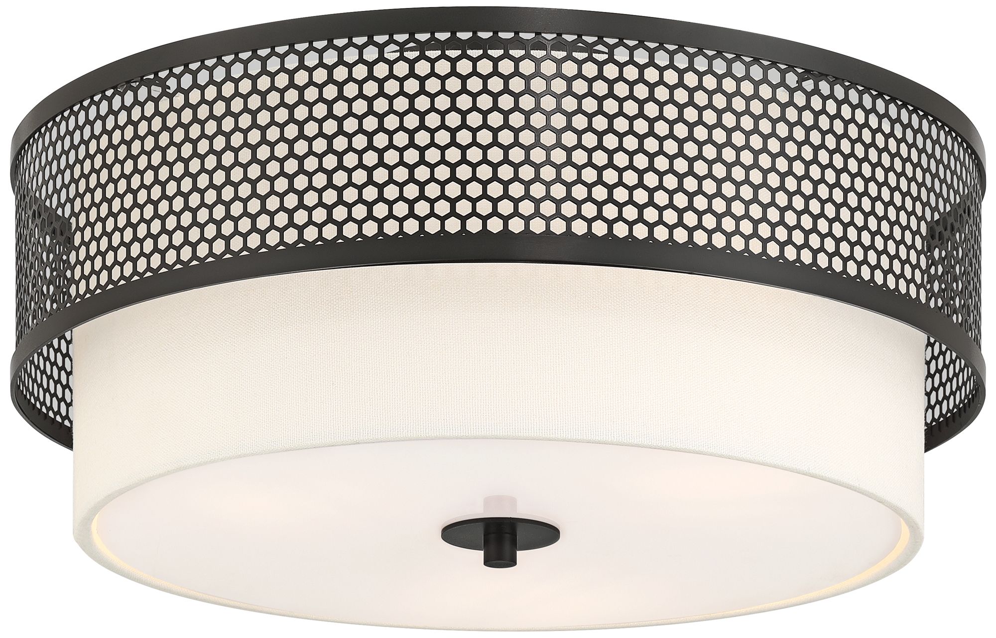 Image 2 Possini Euro Marino 16" Wide Black and Linen 3-Light Ceiling Light