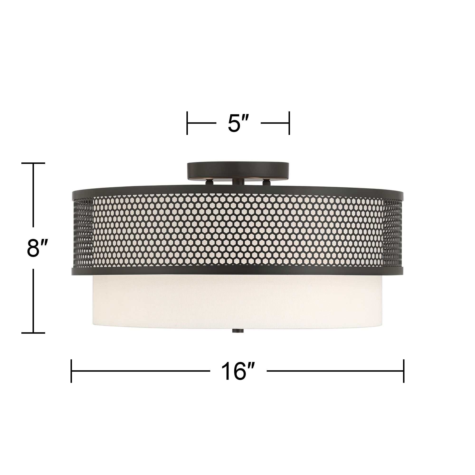 Possini Euro Marino 16" Wide Black and Linen 3-Light Ceiling Light