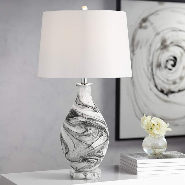Image 1 Possini Euro Marisa 27 1/2" High Gray Swirl Art Glass Table Lamp