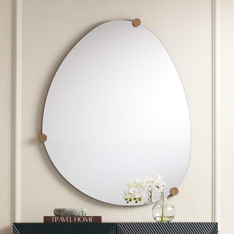 Image 1 Possini Euro Marken 29" x 36" Champagne 3 Knob Wall Mirror