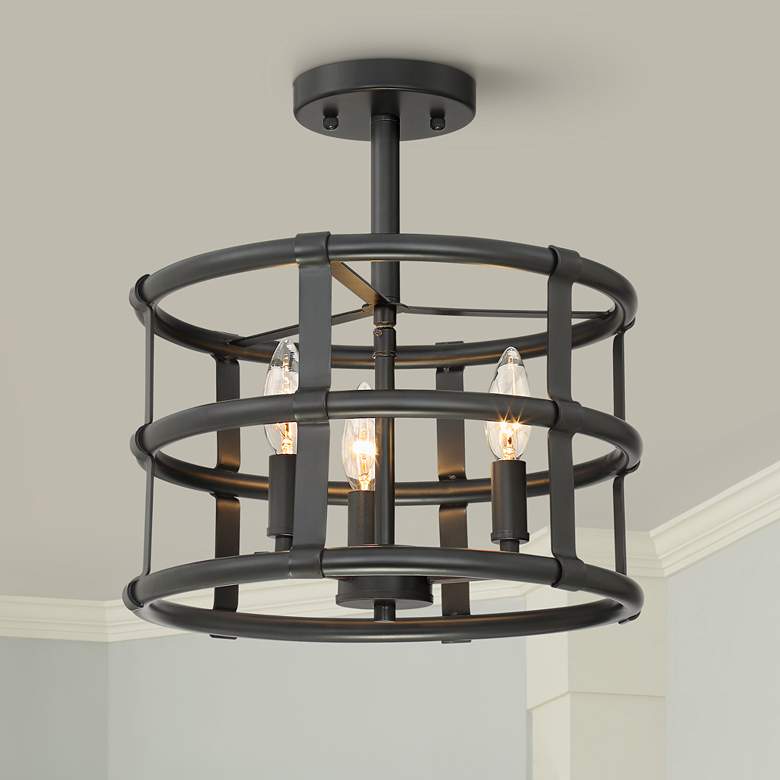 Image 1 Possini Euro Markham 13" Wide Bronze 3-Light Ceiling Light