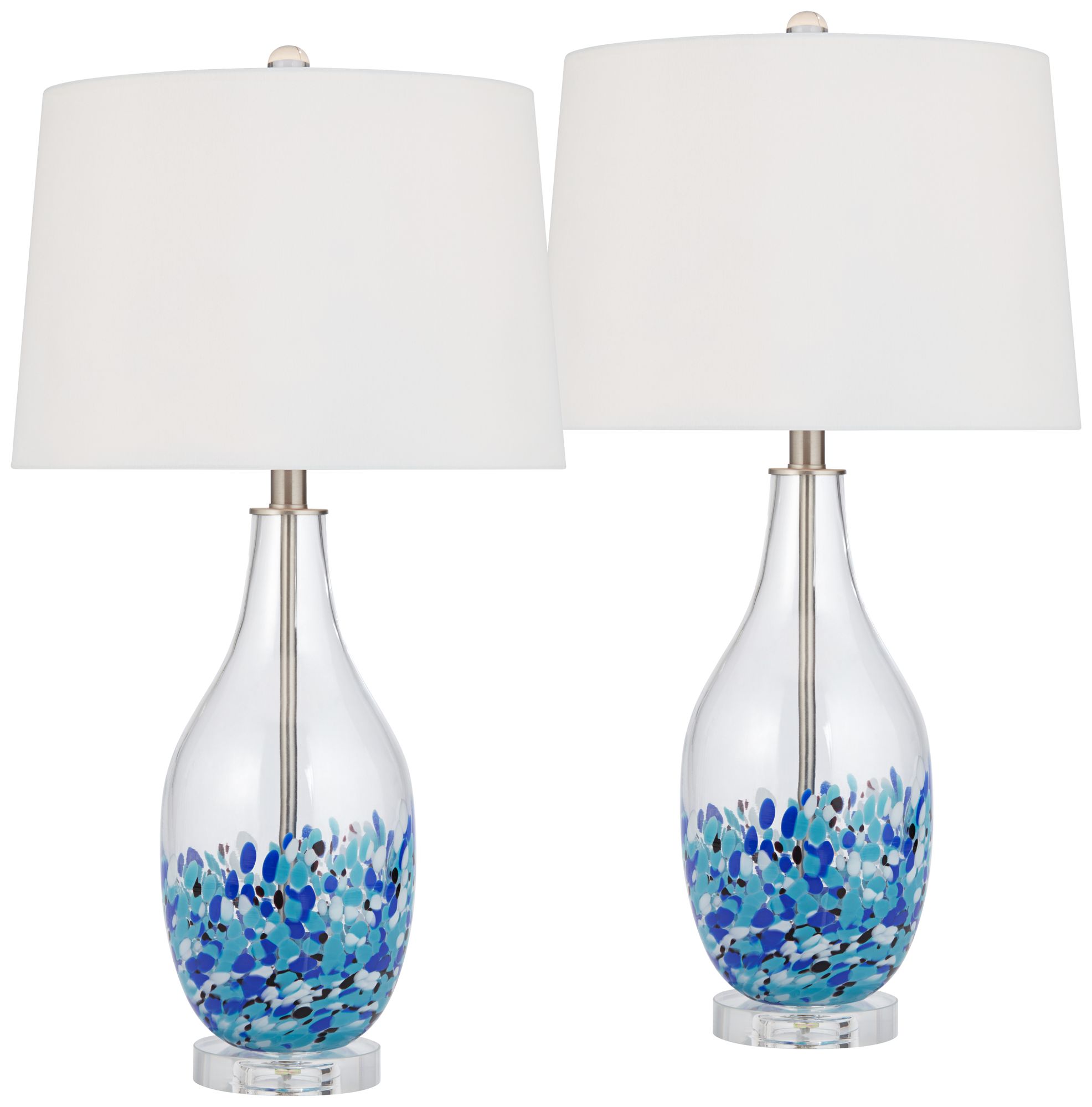 Image 2 Possini Euro Marnie 27 3/4" Blue Art Glass Table Lamps Set of 2