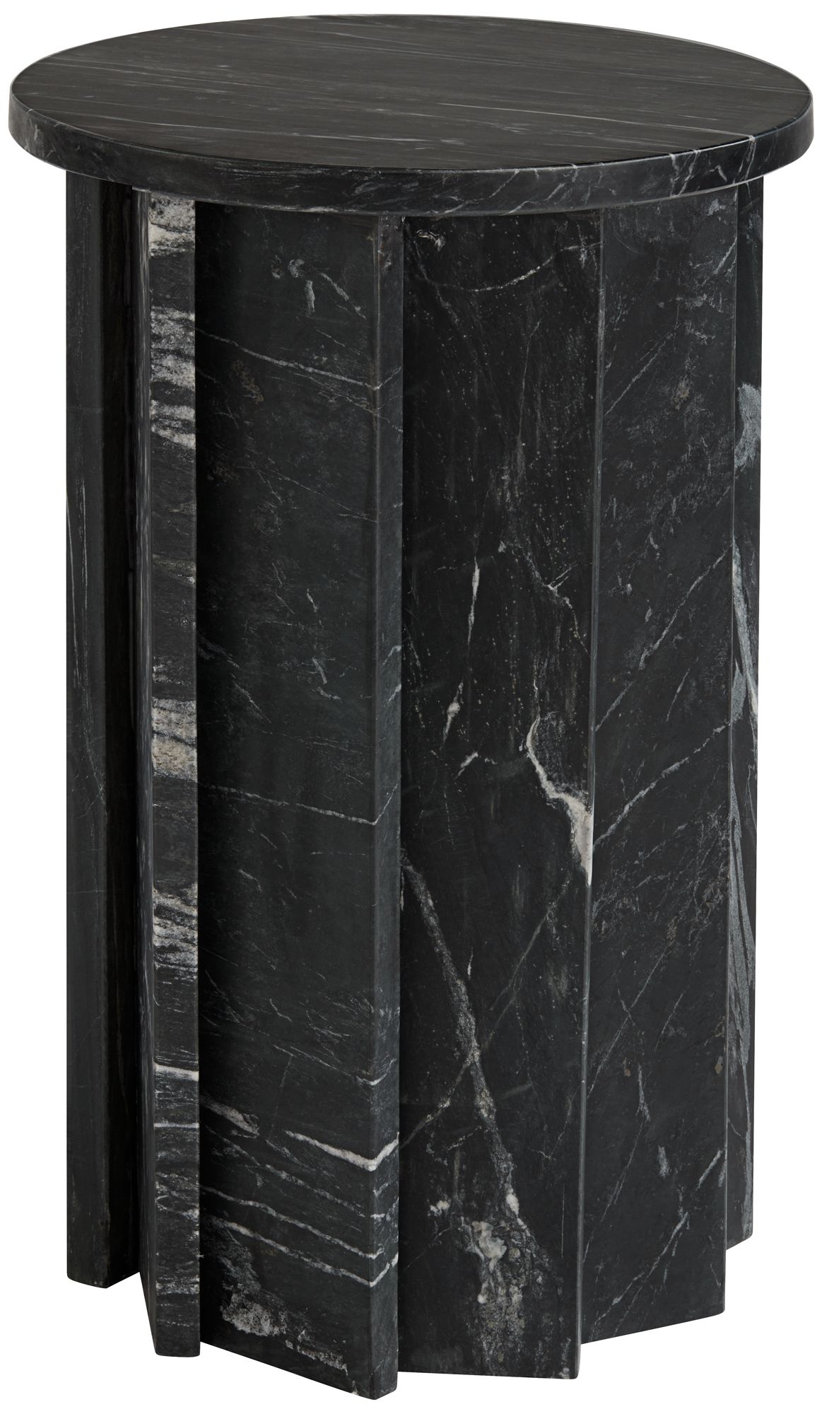 Image 3 Possini Euro Marquine 22" High Carved Black Marble End Table