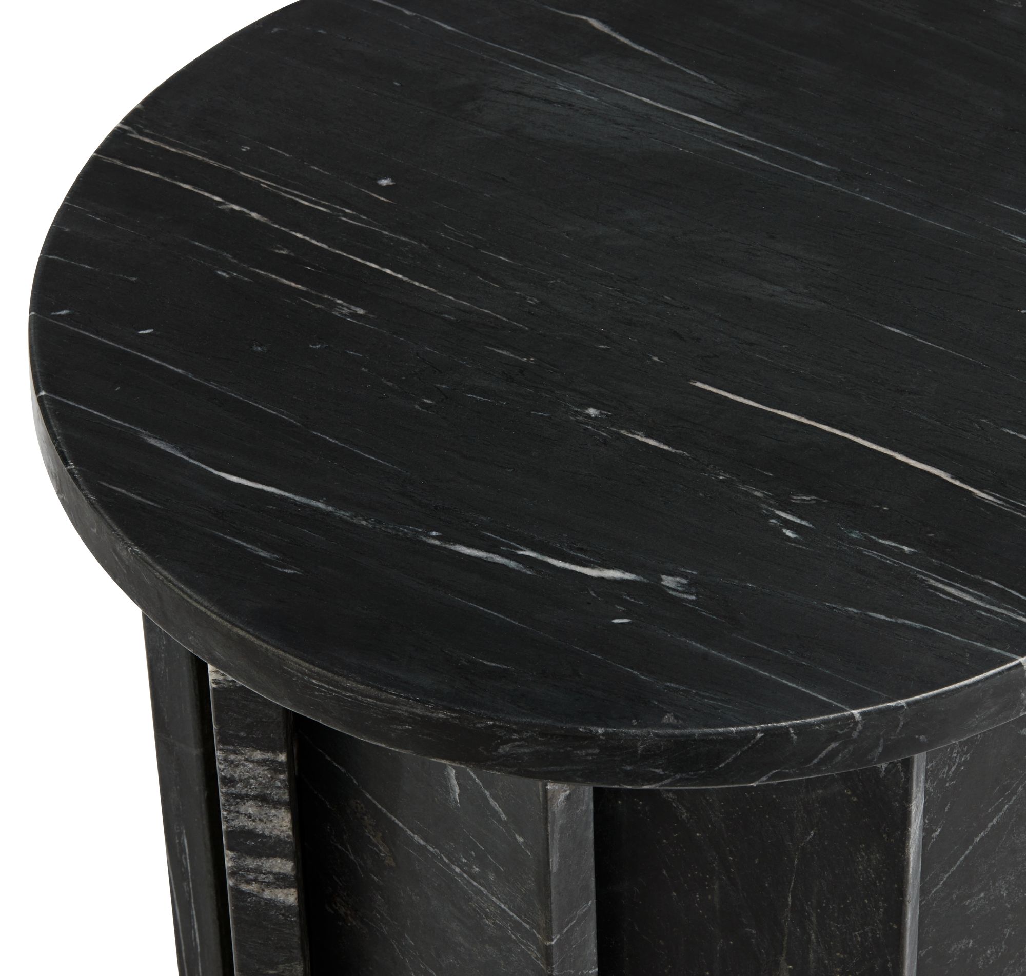 Image 4 Possini Euro Marquine 22" High Carved Black Marble End Table more views
