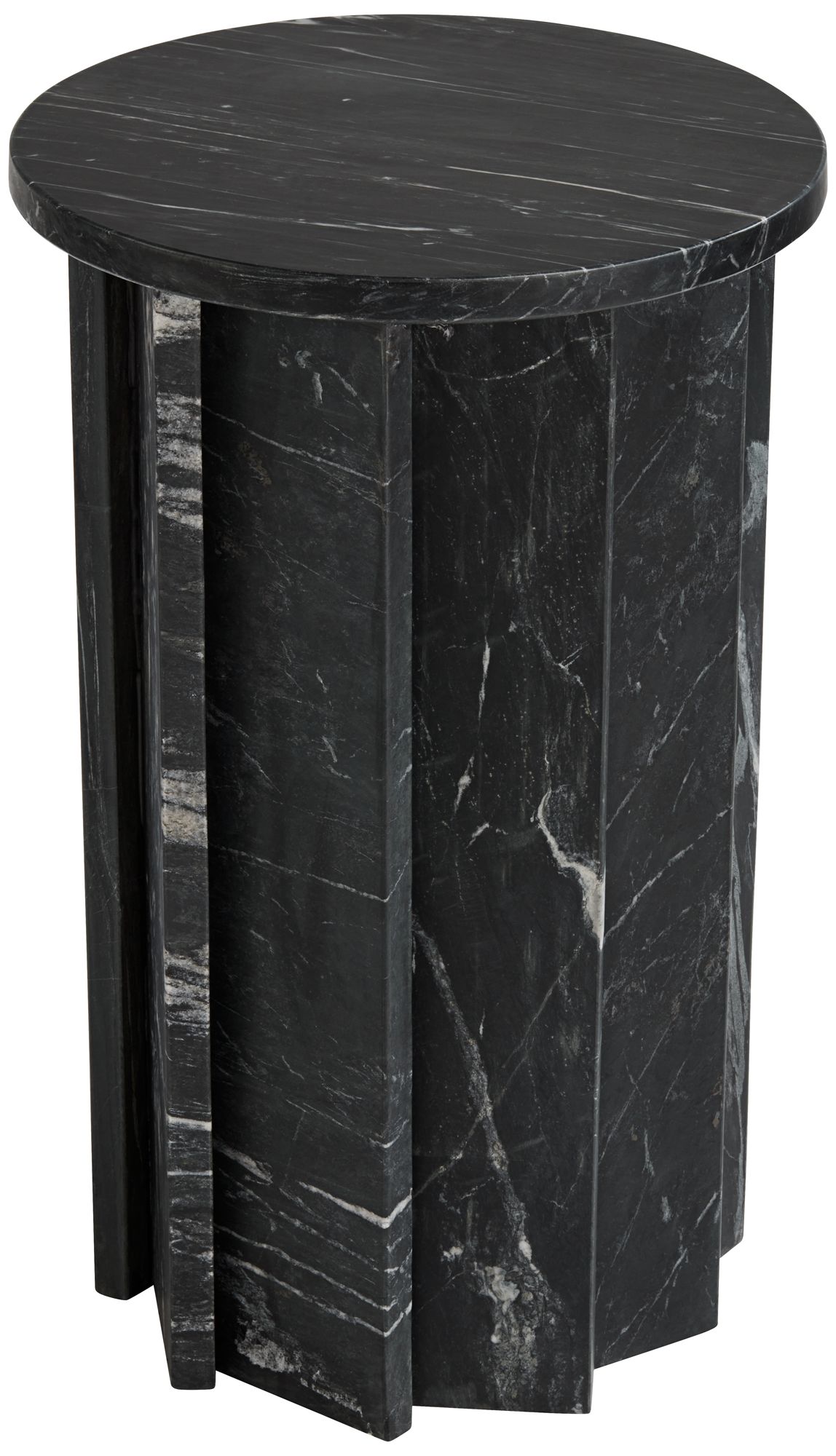 Image 6 Possini Euro Marquine 22" High Carved Black Marble End Table more views