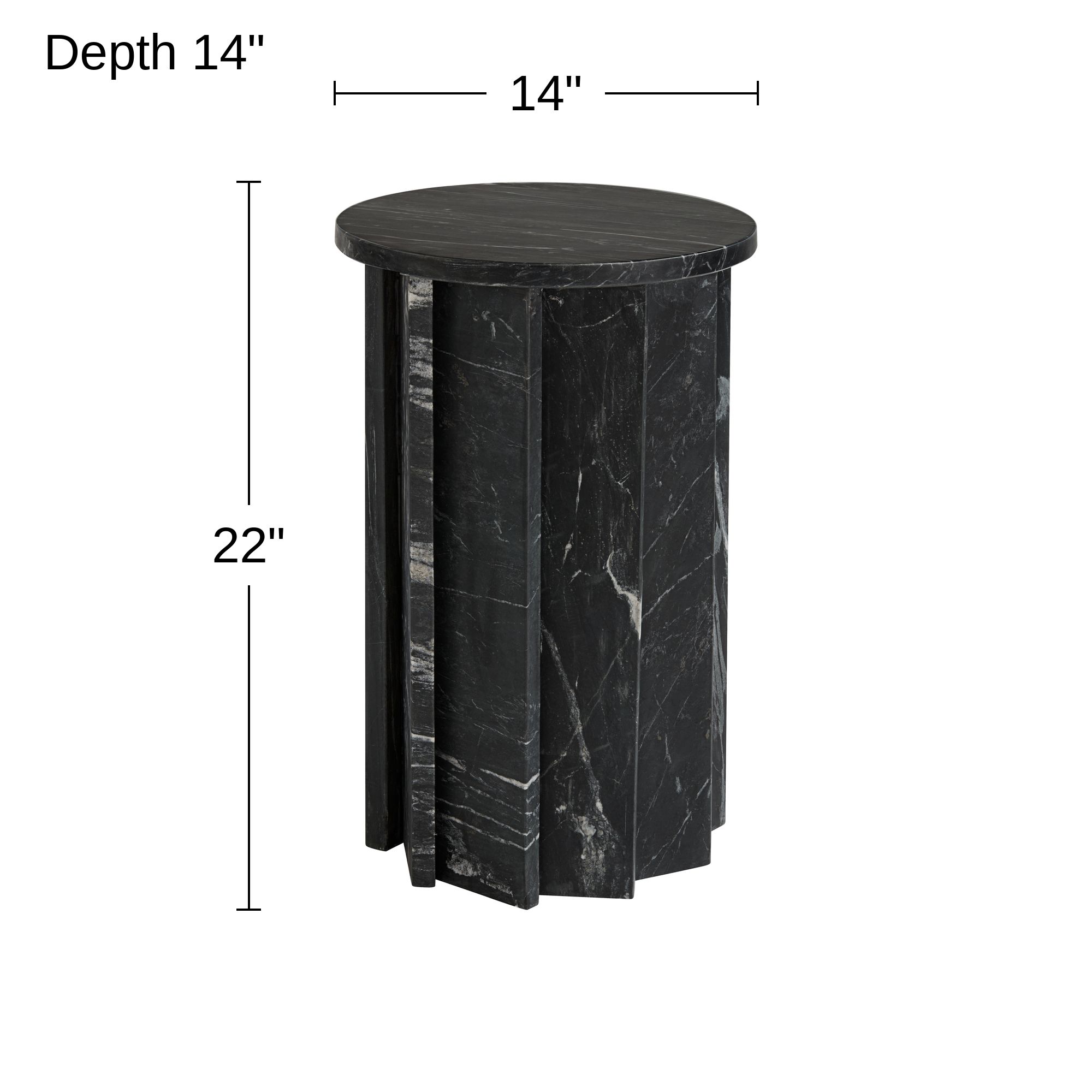 Image 7 Possini Euro Marquine 22" High Carved Black Marble End Table more views