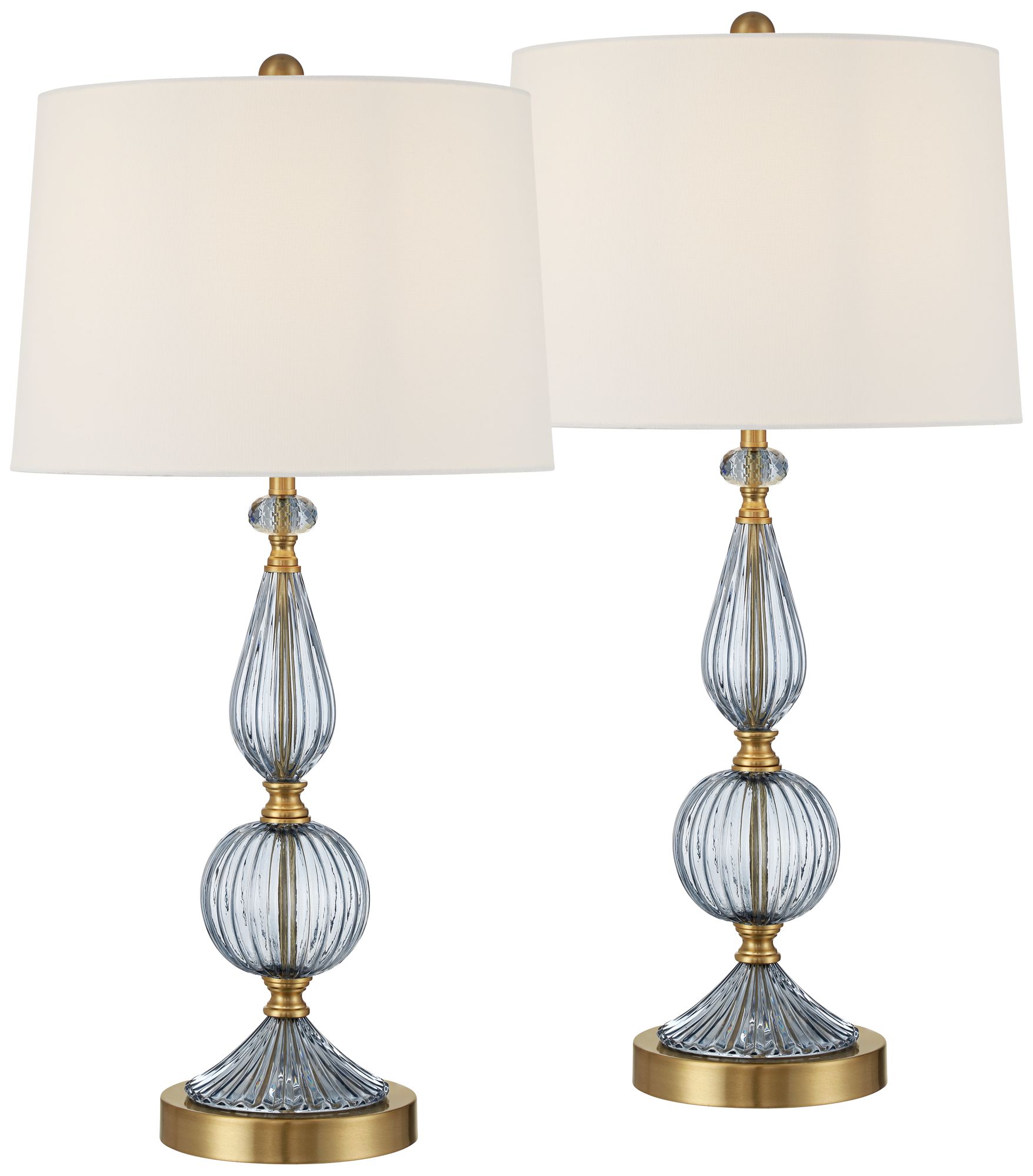 Image 2 Possini Euro Marseille 30" High Blue Glass USB Table Lamp Set of 2